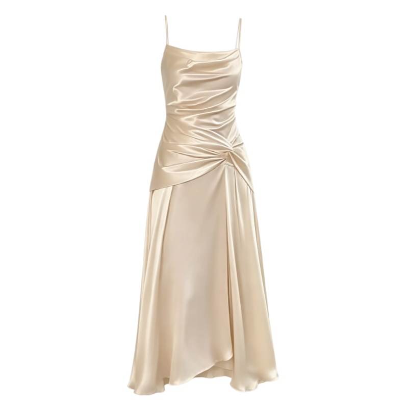 CPAURA Slip Dresses Women's Ecru Moderate Long Skirt A Line Skirt