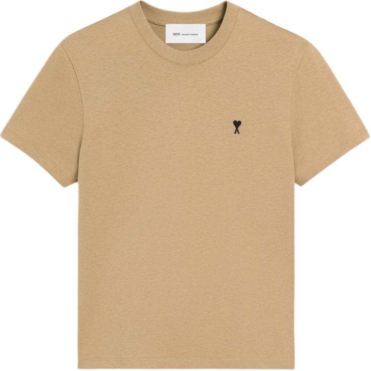 AMIPARIS T Shirts Men's A217 Olibanum Beige/Black Crew Neck Moderate Straight Fit