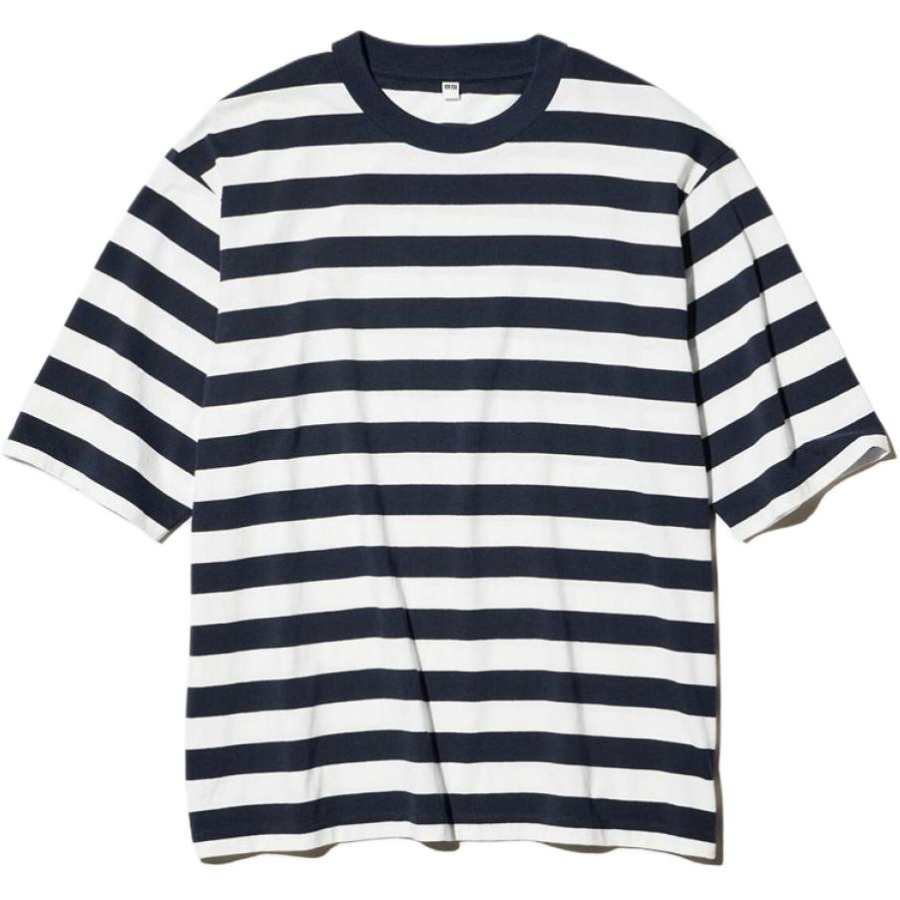 UNIQLO SS26 T Shirts Men's Navy Blue Crew Neck