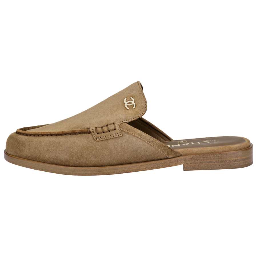 CHANEL Closed Toe Slippers 2cm Women's Brown