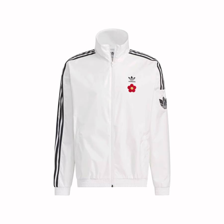 Adidas Originals RETRO TREFOIL Jackets Unisex White Stand Collar Moderate Straight Fit