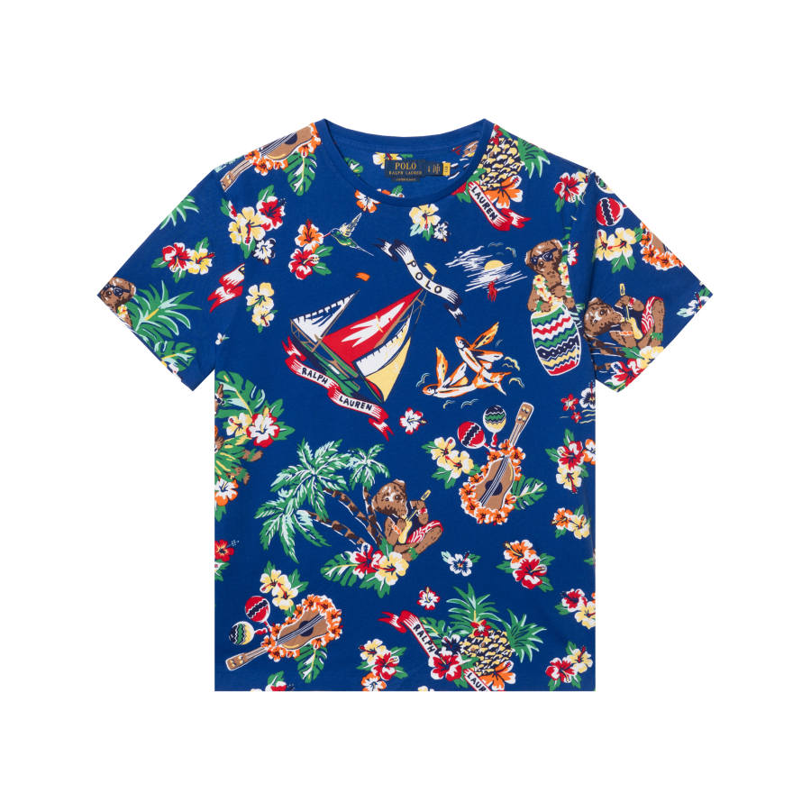 Polo Ralph Lauren Polo Bear T Shirts Men's Blue Crew Neck Moderate Straight Fit