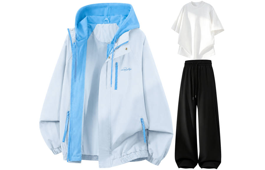 WARRIOR WARRIOR Windbreaker Jacket & Pants Sets Unisex Hooded Non Detachable Moderate