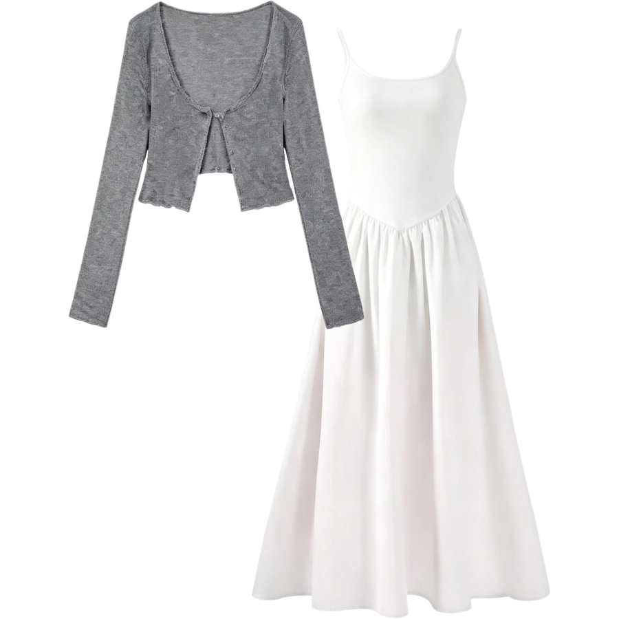 Sugarfunk Two Piece Skirt Sets Women's Camisole Moderate Long Skirt
