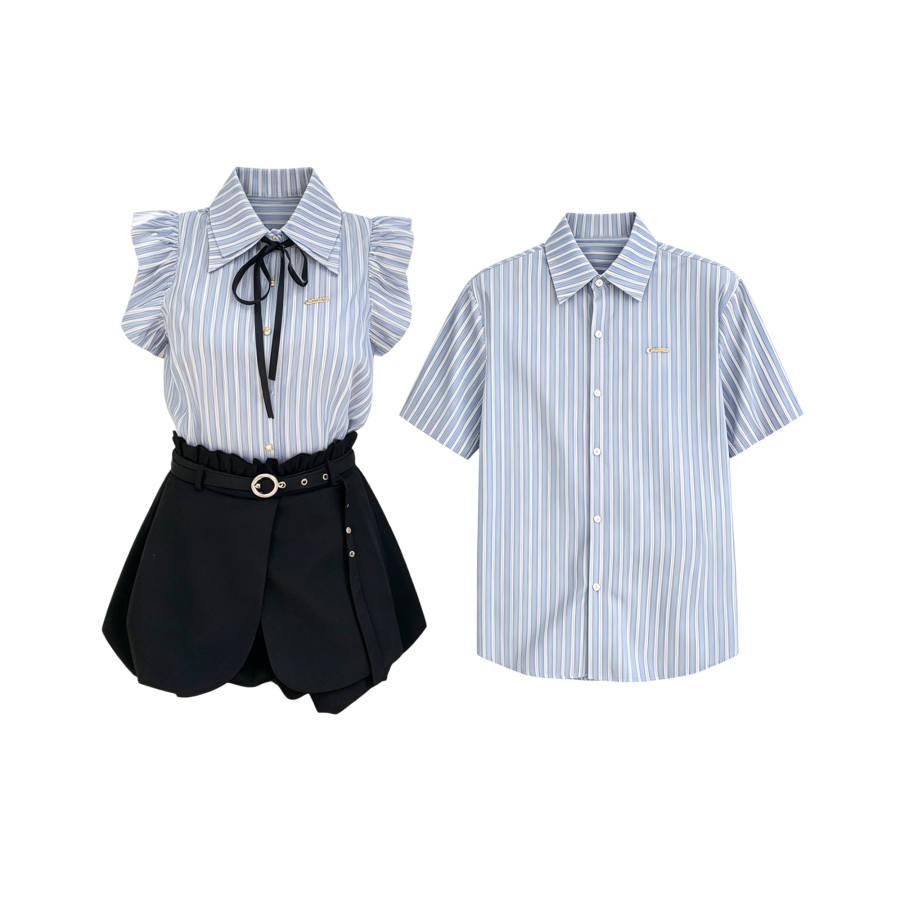 TUSHIFEI Couple Sets Women's Polo Collar Moderate