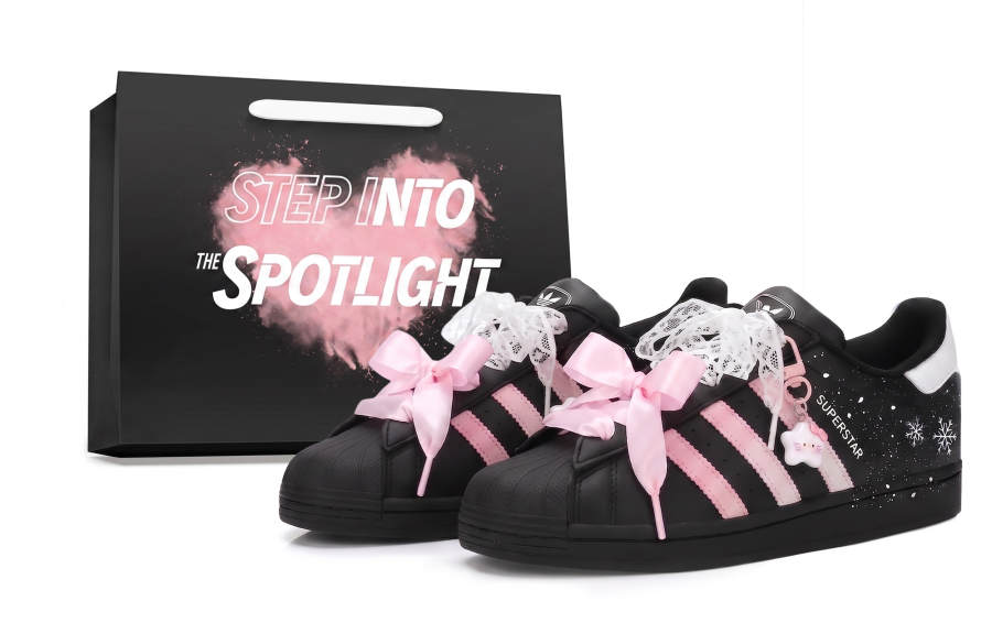 Adidas Originals Superstar 2 Skateboard Shoes Women's Low Top Black Pink Color Block