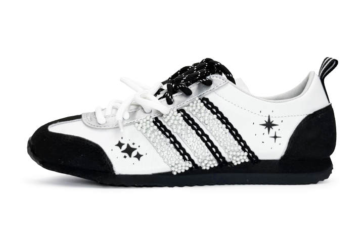 Adidas Adidas VS JOG 2.0 Abrasion Resistant Lightweight Breathable Low top German Army Trainers Unisex Black White