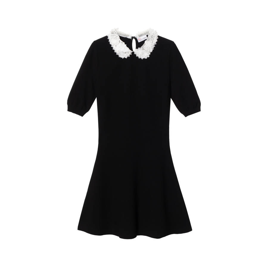 RED VALENTINO Short Sleeved Dresses Women's Black Moderate Midi Skirt