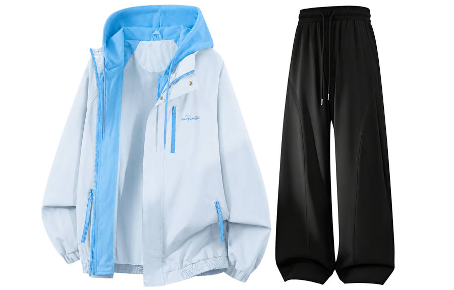 WARRIOR Windbreaker Jacket & Pants Sets Unisex Hooded Non Detachable Moderate