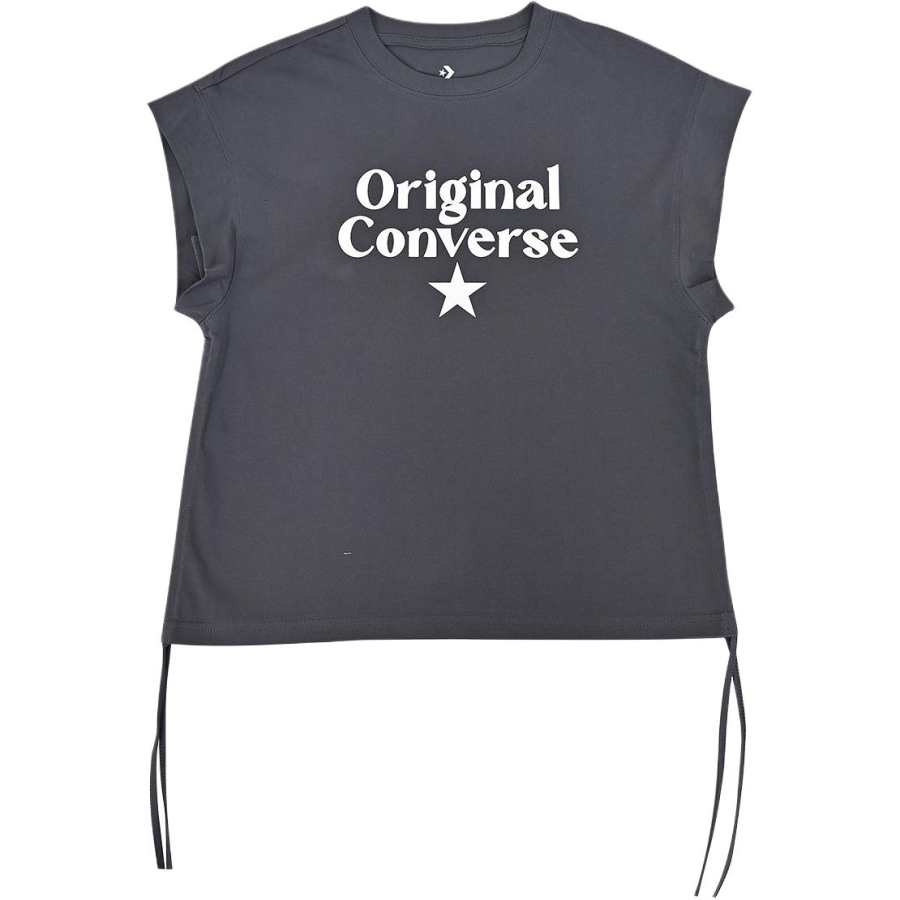 Converse Polo Shirts Women's Dark Gray/White Crew Neck Moderate Straight Fit