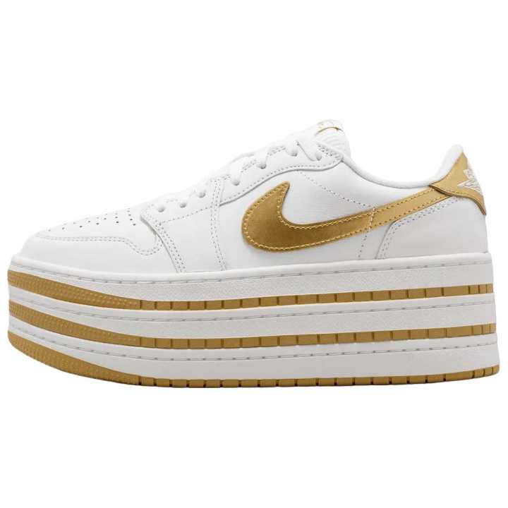 Jordan Jordan Air Jordan 1 Skateboard Shoes Unisex White/Metal Gold