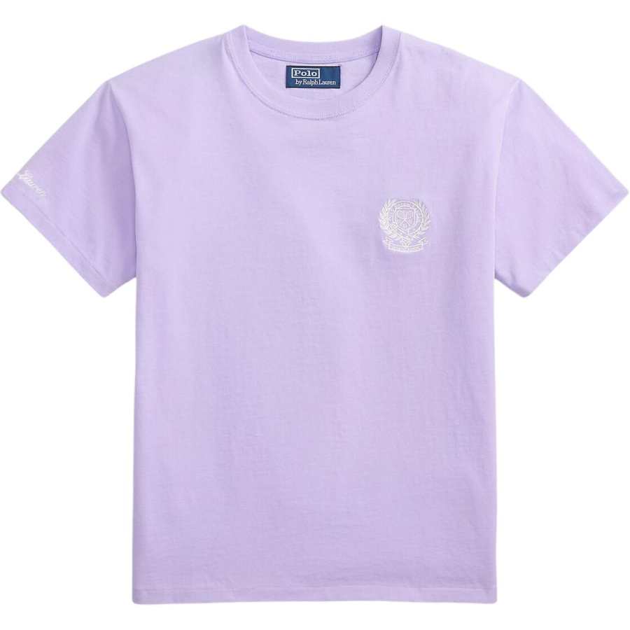 Polo Ralph Lauren T Shirts Women's Pink Purple Crew Neck Moderate Straight Fit