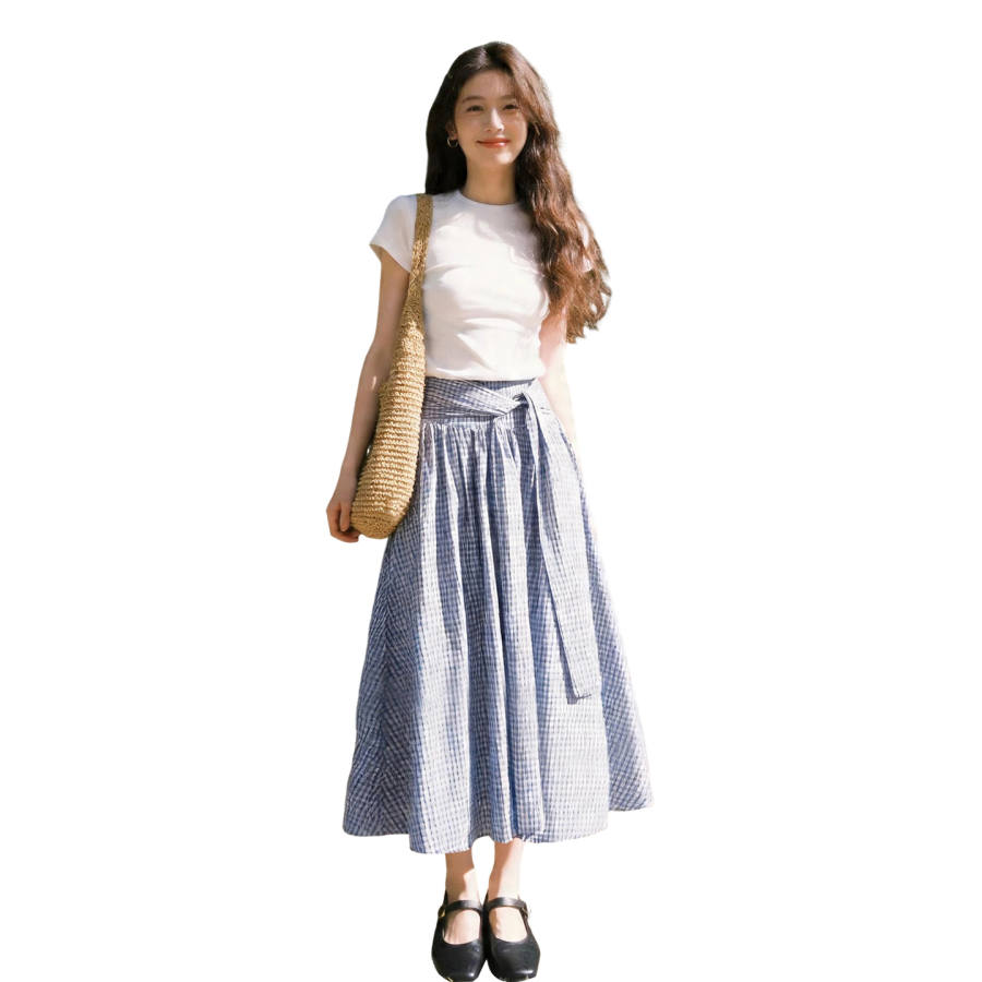 JBBCN Two Piece Skirt Sets Women's Crew Neck Moderate Long Skirt