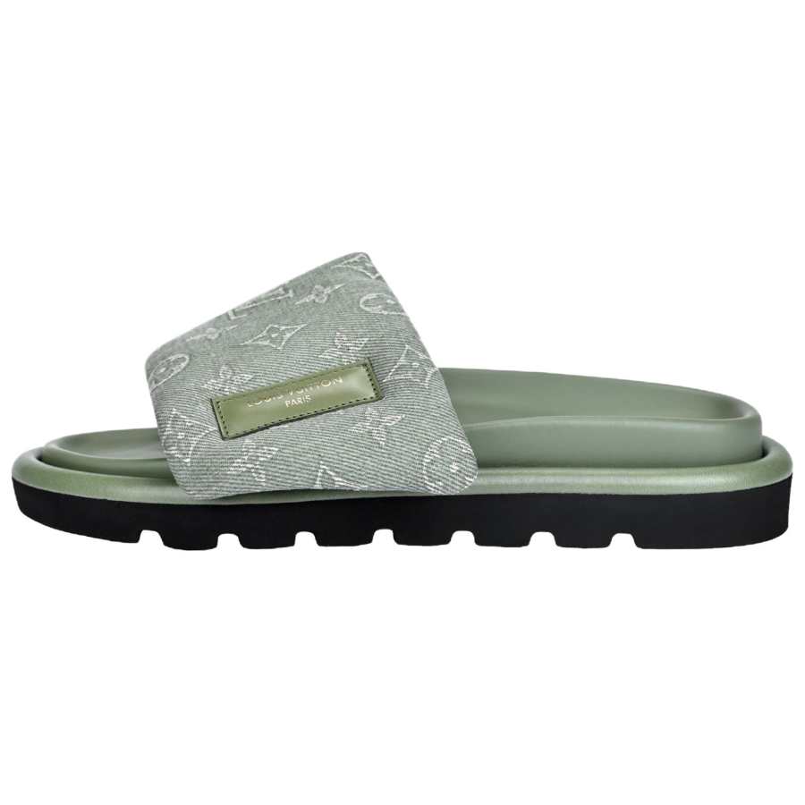LOUIS VUITTON Pool Pillow Comfort Slide Slippers Women's Green