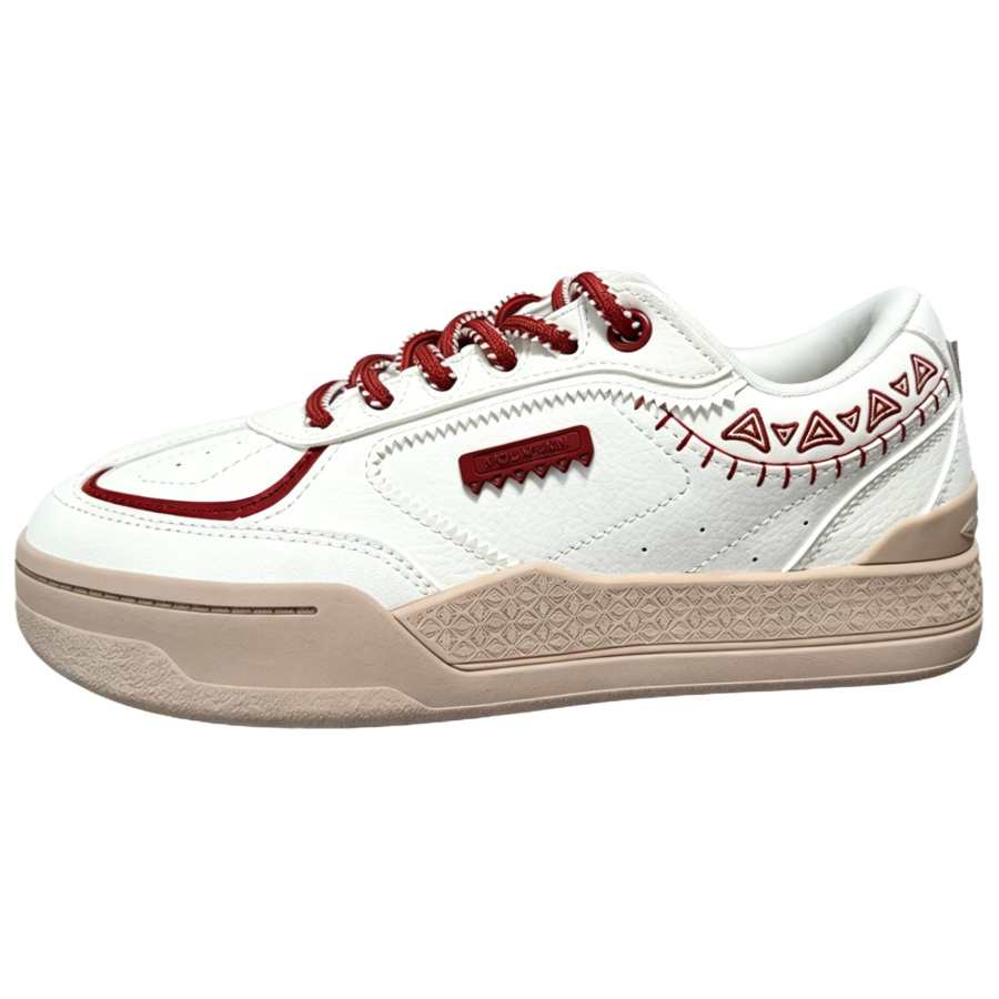 ANTA Skateboard Shoes Women's Low Top White & Red With Beige