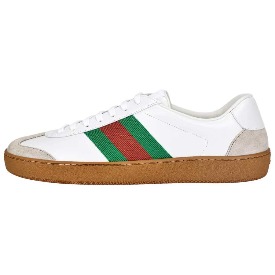 GUCCI G74 Leather, Suede Low top Skateboard Shoes Men's White Gray