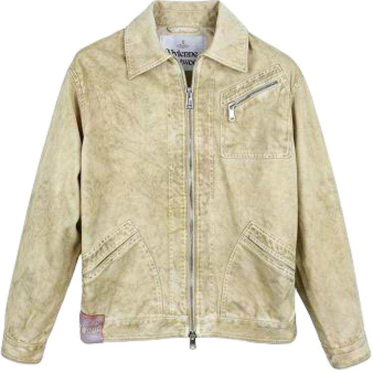 Vivienne Westwood Baseball Jerseys Men's Beige Yellow Lapel Moderate