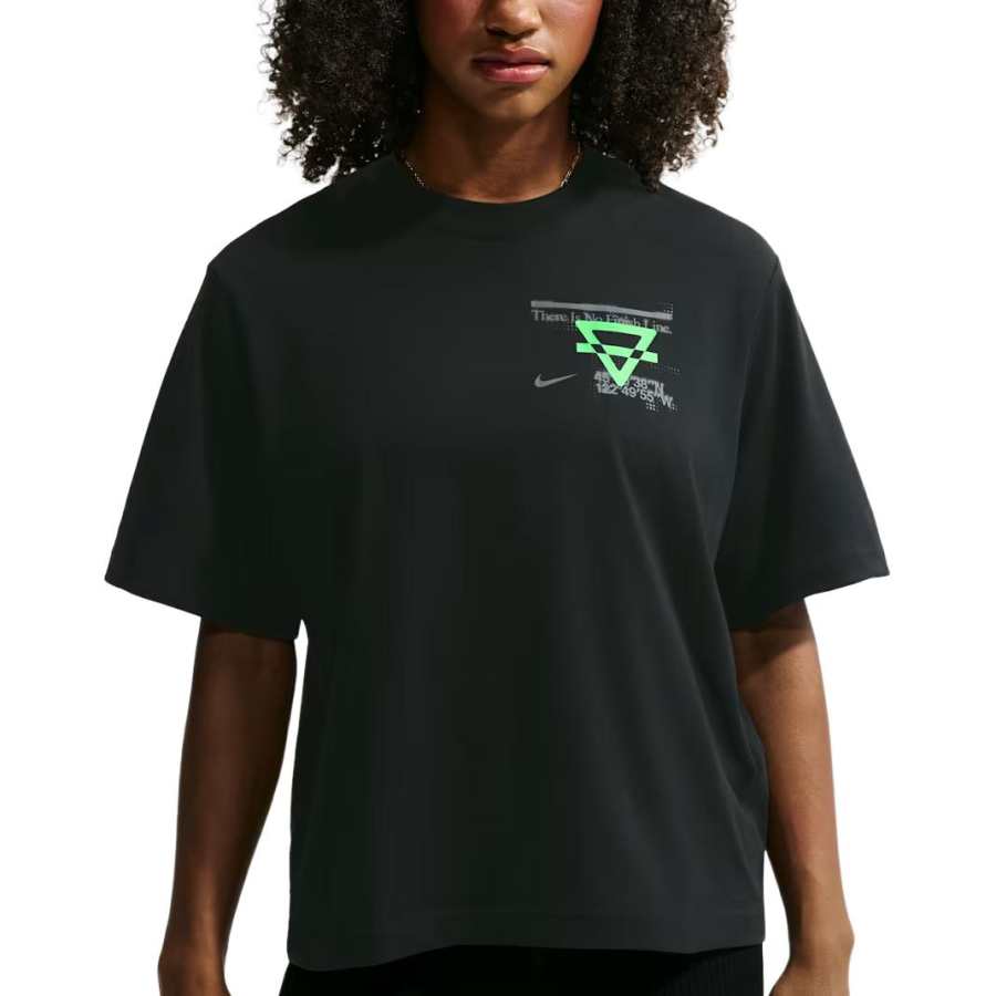 Nike Nike Running T Shirts Women's Black/Multicolor Green Crew Neck Moderate