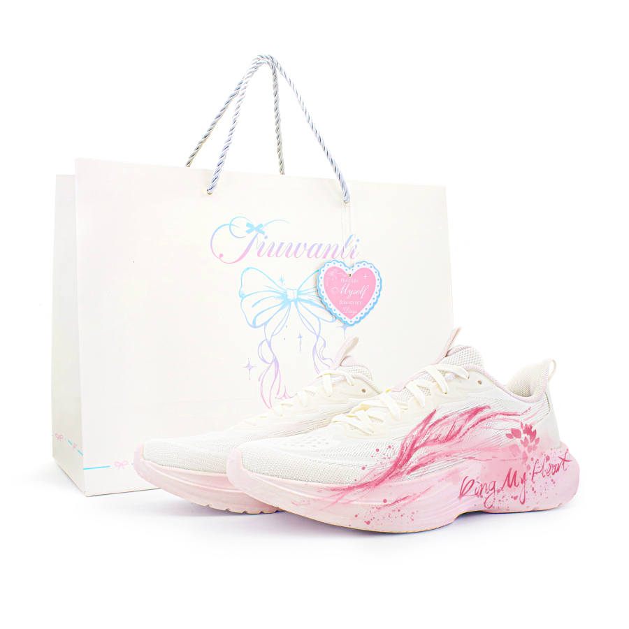 Li-Ning Li Ning Light Breeze Running Shoes Women's Low Top White Pink Gradient Graffiti Colorway