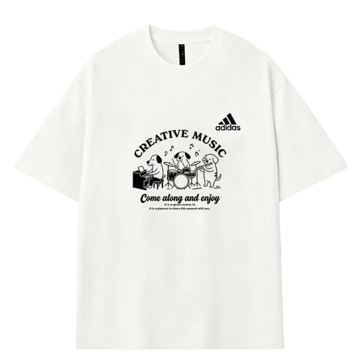 Adidas Adidas MUST HAVES T Shirts Men's White Crew Neck Moderate
