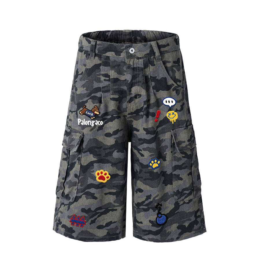PAL ONGACO Casual Shorts Unisex Camouflage Moderate Straight Fit Pants