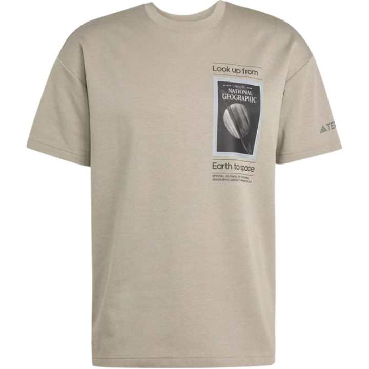 Adidas Adidas T Shirts Men's Beige Crew Neck Moderate Straight Fit