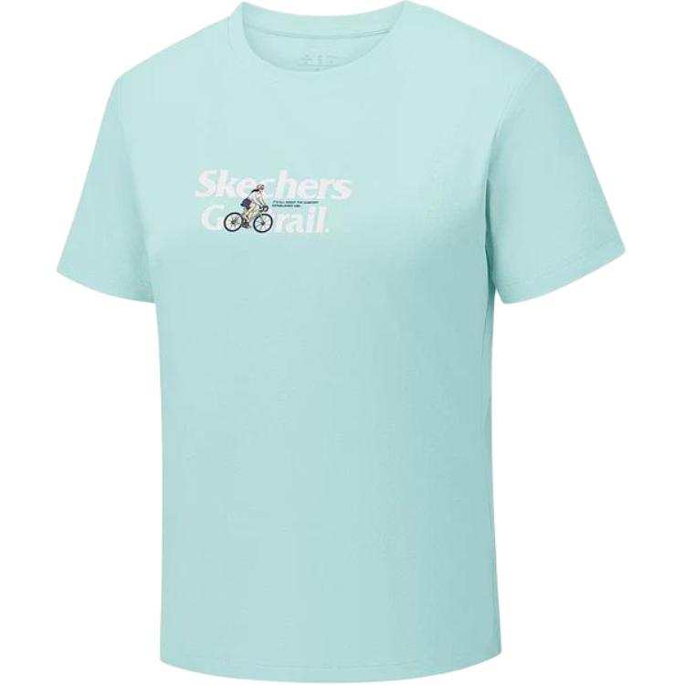 Skechers T Shirts Women's Light Blue Crew Neck Moderate