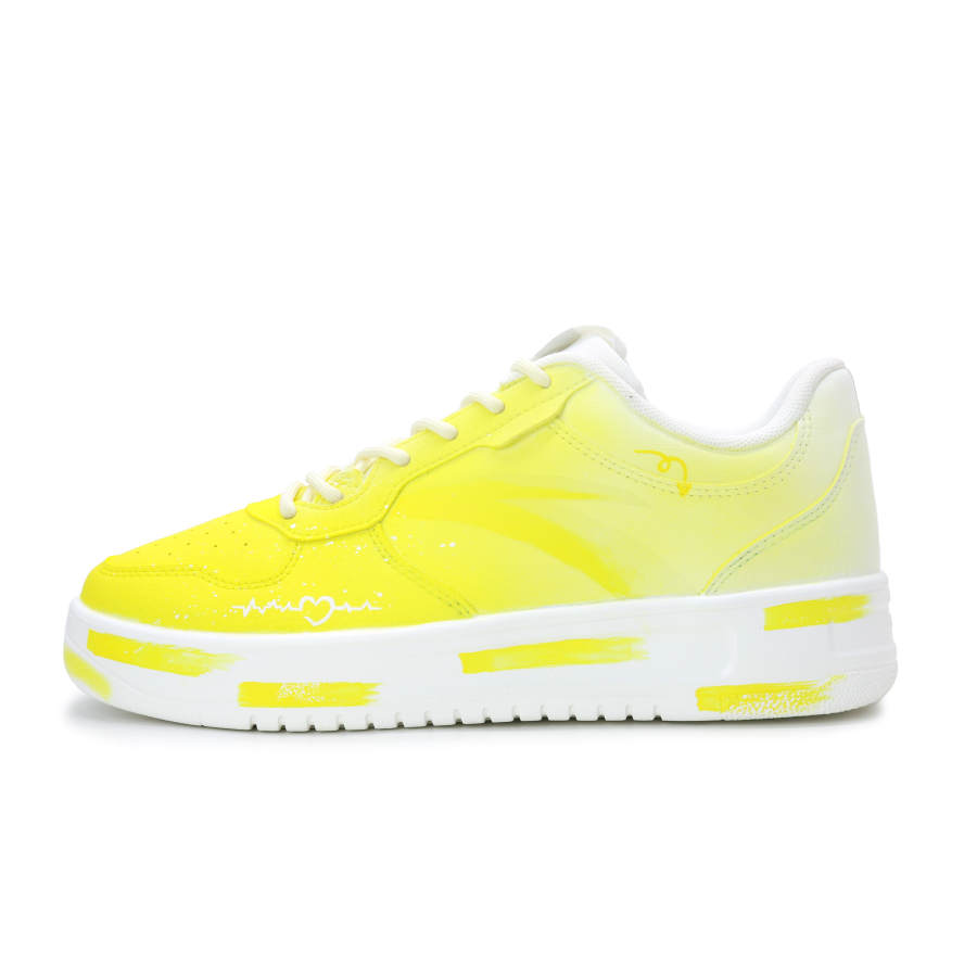ANTA Easy Skateboard Shoes Unisex Low Top Yellow White Gradient Color Block Hand Drawn Ink Splatter Colorway
