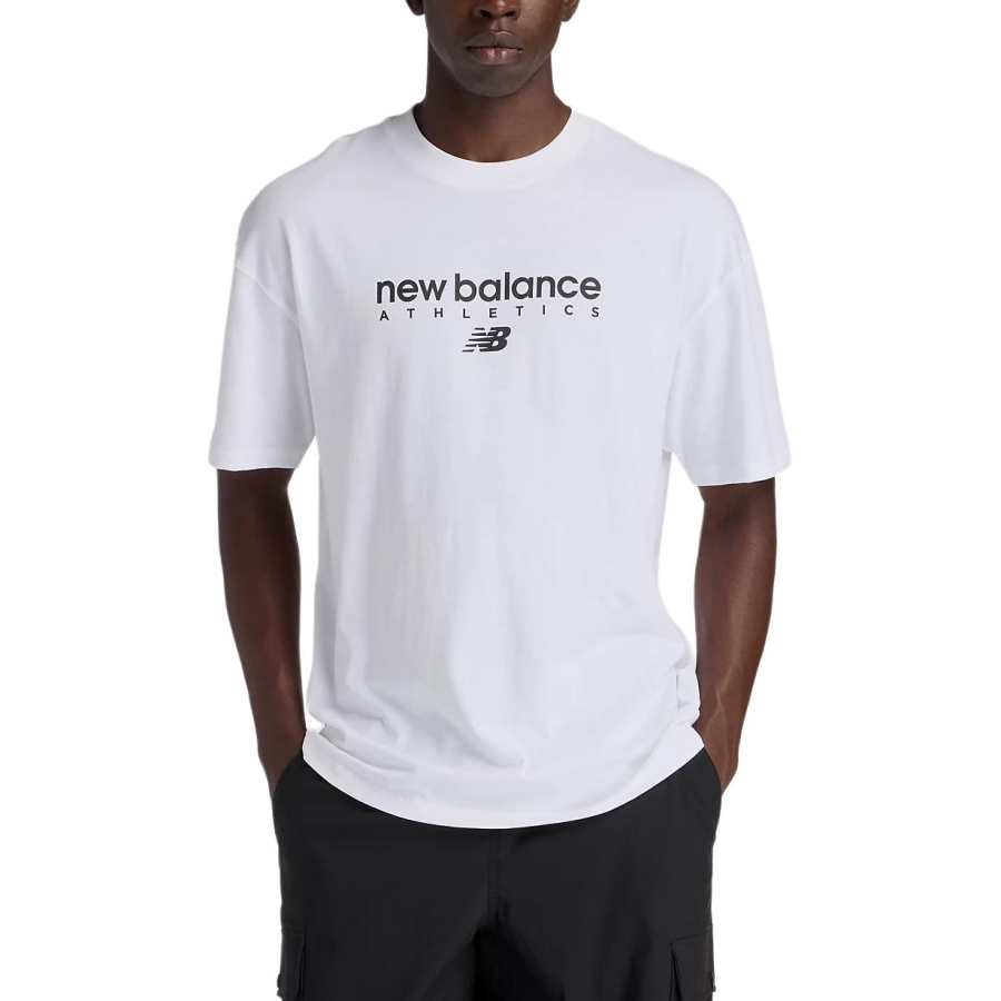 New Balance New Balance T Shirts Men's White/Black Crew Neck Moderate