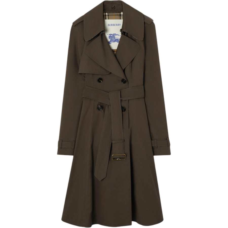 Burberry Trench Coats Women's Estuarine Brown Lapel Moderate A Line