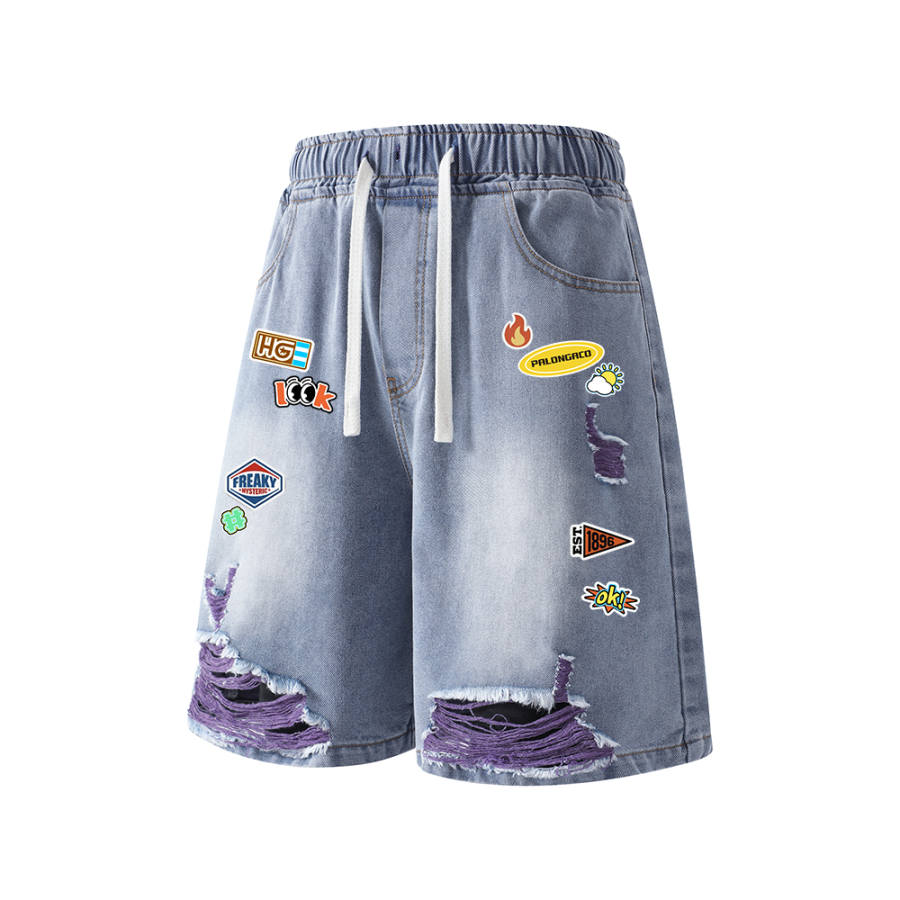 PAL ONGACO Denim Shorts Unisex Moderate Straight Fit Pants