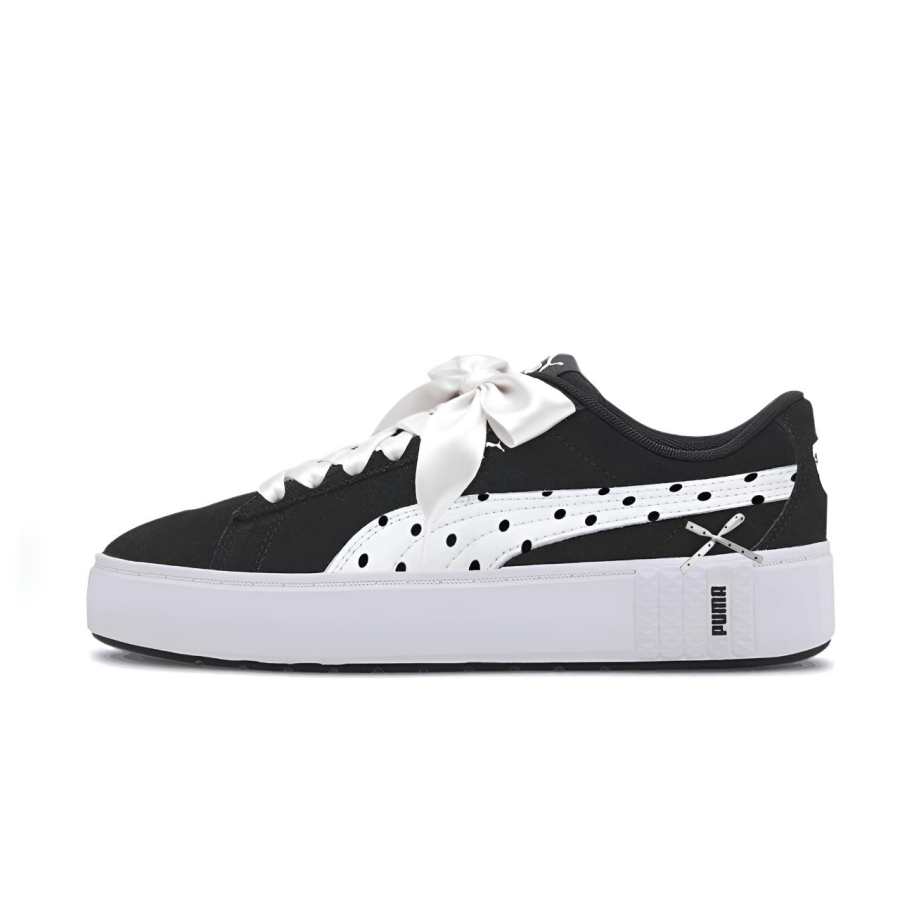 PUMA Smash Platform Skateboard Shoes Unisex Low Top White, Black, Pink, Blue, Beige