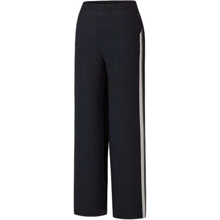 ANTA Knitted Sweatpants Women's Black Thin Wide Leg Pants