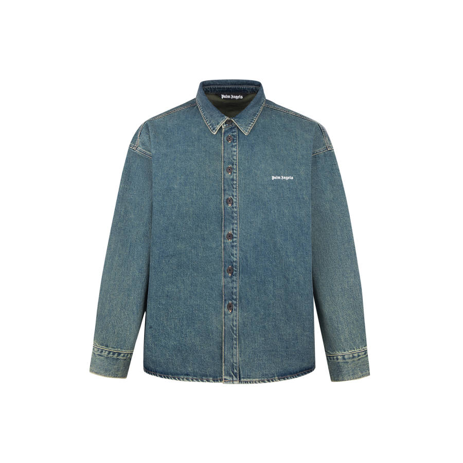 PALM ANGELS Denim Shirts Unisex Lapel Moderate