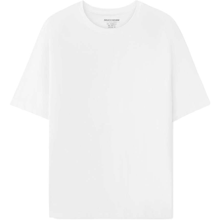 Skechers T Shirts Men's Pure White/0747 Crew Neck Moderate Straight Fit