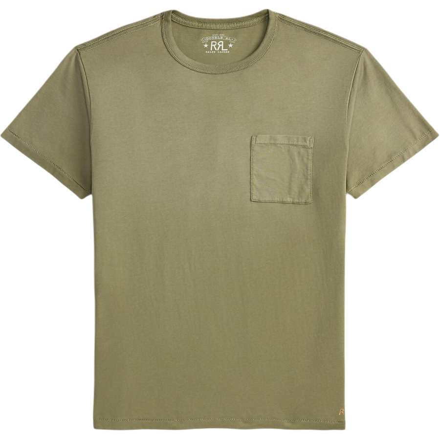 Double RL T Shirts Men's Moss Green Crew Neck Moderate Straight Fit