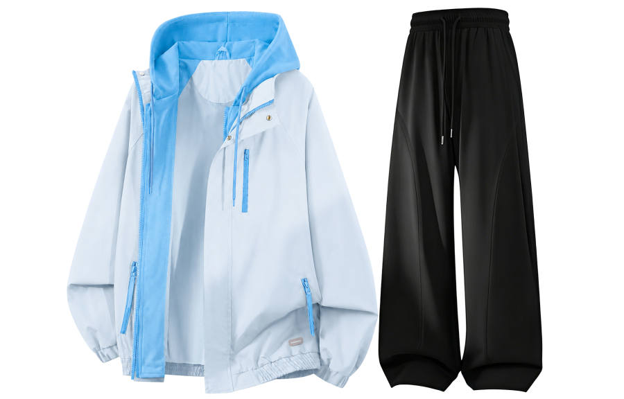 WARRIOR WARRIOR Windbreaker Jacket & Pants Sets Unisex Hooded Non Detachable Moderate