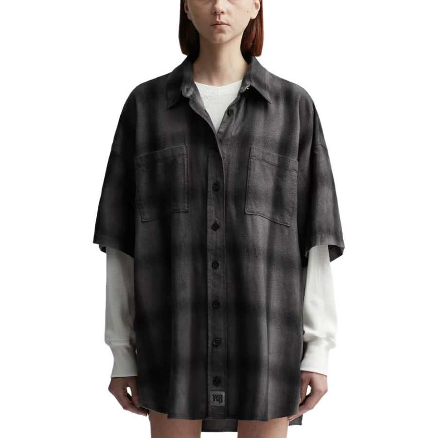 Alexander Wang Long Sleeved Dresses Women's Brown Gray Moderate Short Skirt