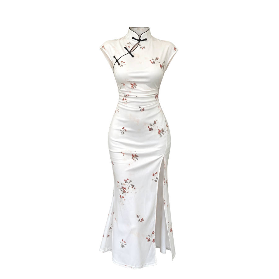 CPAURA Sleeveless Dresses Women's Image Color Stand Collar Moderate Long Skirt Bodycon Skirt