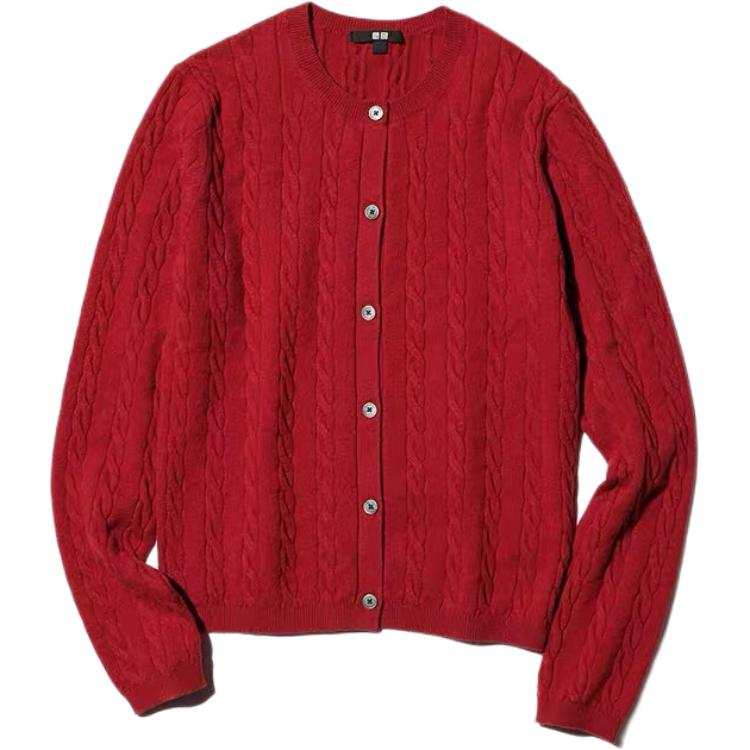 UNIQLO Sweaters Women's Red Crew Neck Moderate Straight Fit