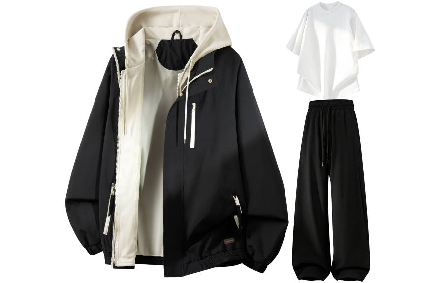 WARRIOR WARRIOR Windbreaker Jacket & Pants Sets Unisex Hooded Non Detachable Moderate