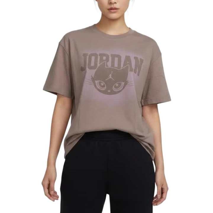 Jordan Jordan T Shirts Women's Light Mocha Gray Brown Crew Neck Moderate
