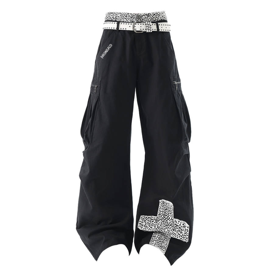 PAL ONGACO Cargo Pants Unisex Black Moderate Wide Leg Pants