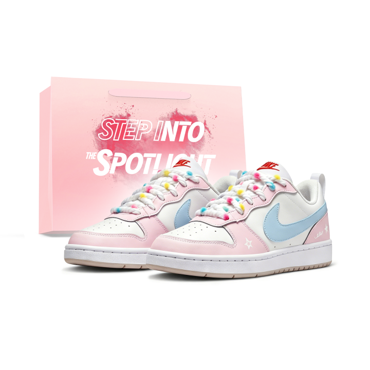 Nike Nike Court Borough Skateboard Shoes Unisex Low Top Pink/Blue/White