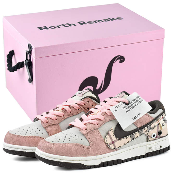 Nike Nike Dunk Skateboard Shoes Women's Low Top White, Brown, Pink