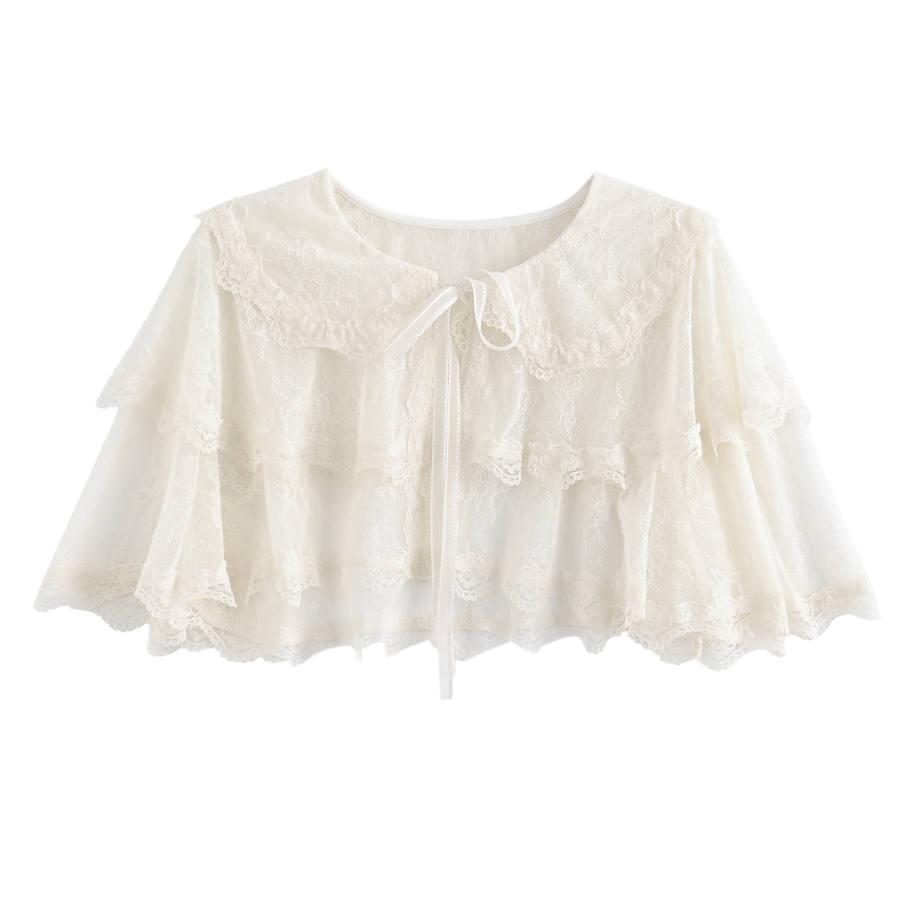 SNBL Chiffon Shirts Women's Ecru Peter Pan Collar Thin