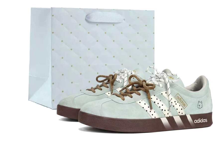 Adidas Adidas Vl Court Classic German Army Trainers Unisex Low Top Light Blue & Beige & Brown Base Color Block