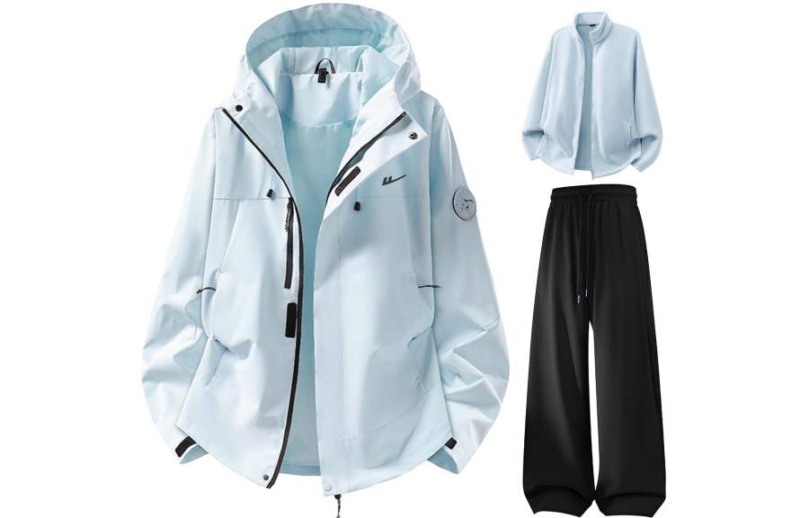 WARRIOR WARRIOR Windbreaker Jacket & Pants Sets Unisex Hooded Non Detachable Moderate
