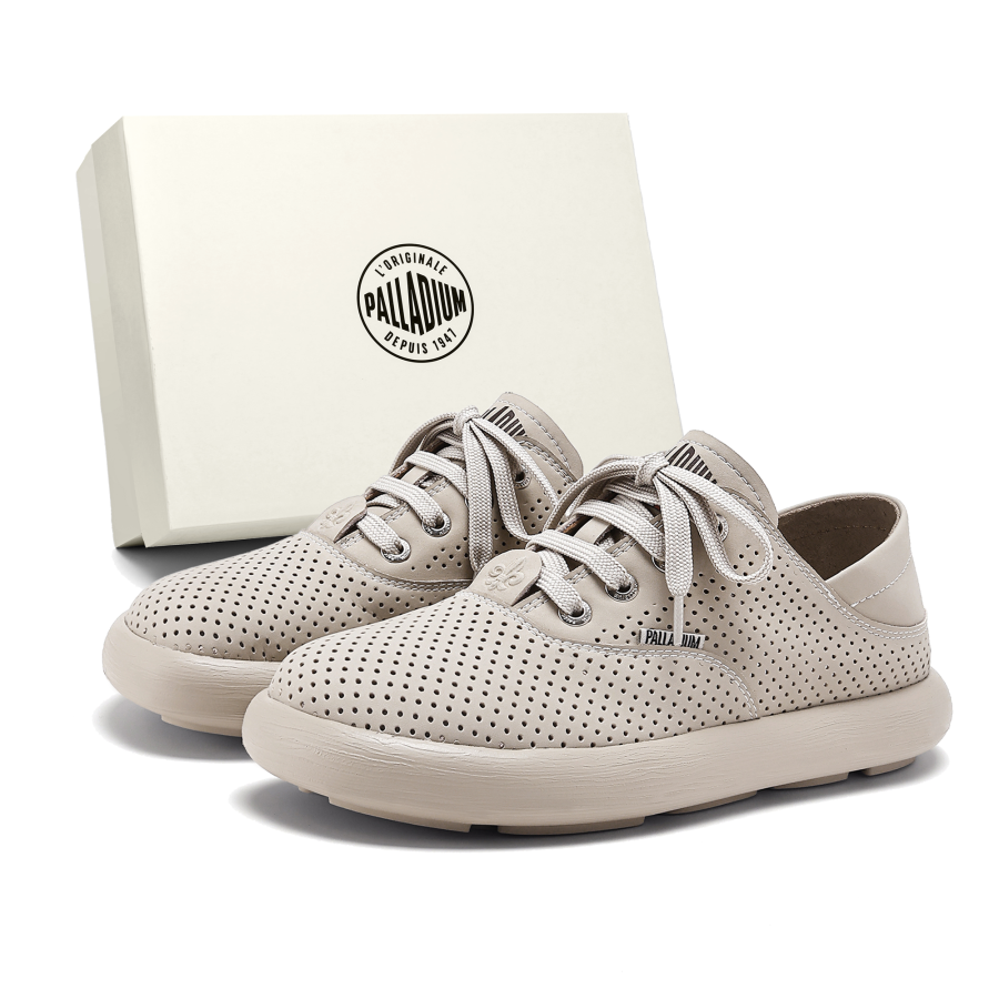Palladium Casual Shoes Men's Low Top Beige/Yellow Brown/Gray