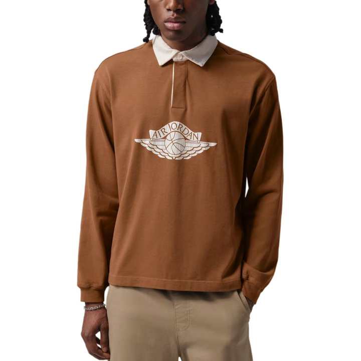 Jordan Jordan Flight Essentials Polo Shirts Men's Light English Tan/Sail White/Dark Brown Polo Collar Moderate